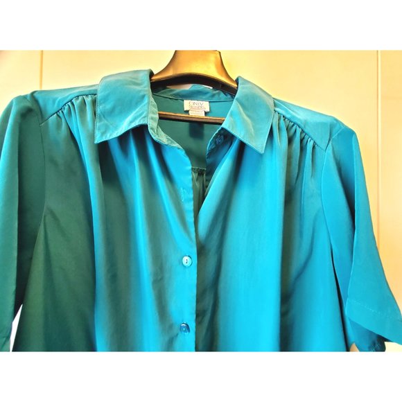 Only Necessities Tops Only Necessities Teal Button Up Tunic Top X